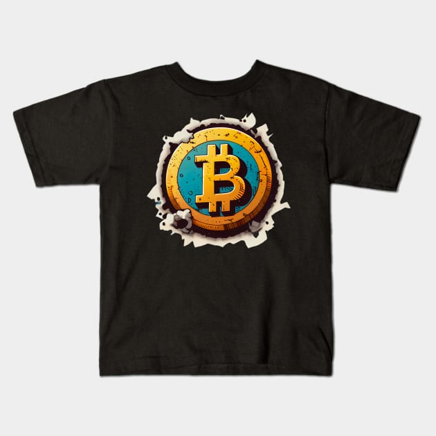 High-Quality Comic Bitcoin Logo: Symbol of Digital Currency Kids T-Shirt by MLArtifex